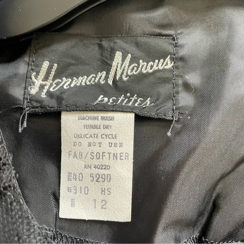 Vintage 70s Sheer Black Dress Size 12 Herman Marcus - Picture 7 of 8